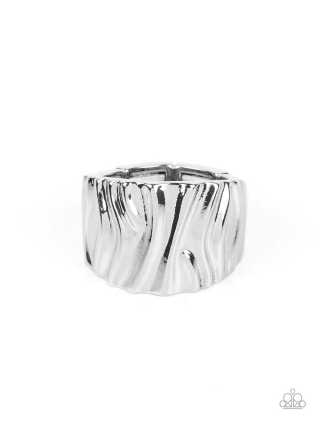 Mirage Paparazzi Silver Wavy Textured Band Ring
